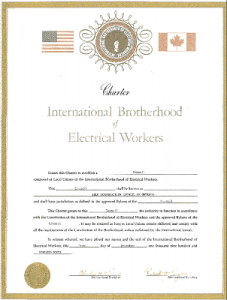 Charter for IBEW CCO granted by IBEW on Dec 1, 1977