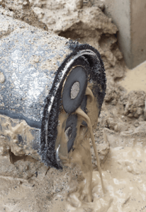 water pouring out of electrical cables and conduit improperly installed